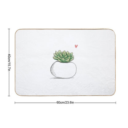 Succulent in Plump White Planter  Slip-Resistant Bath Mat