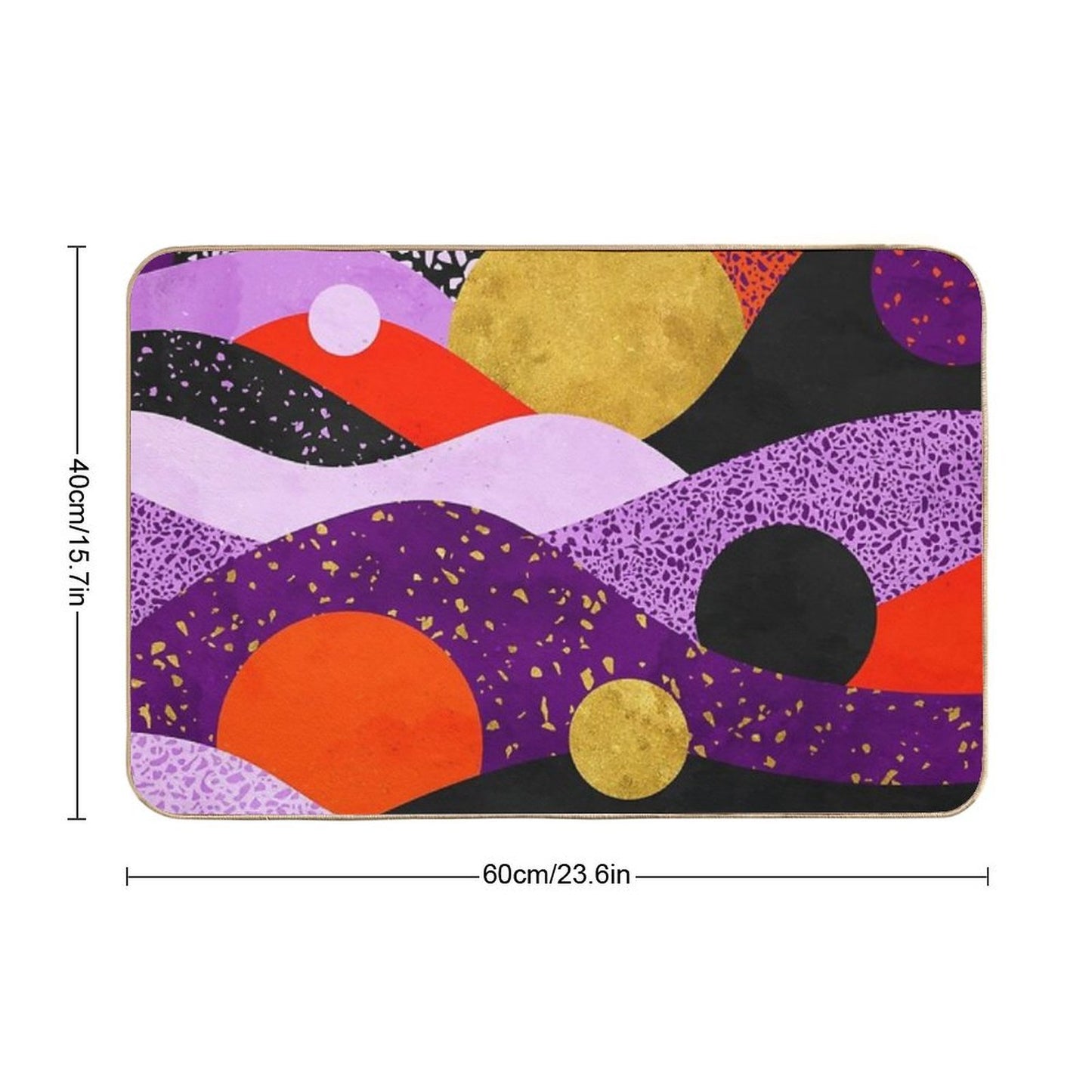 Terrazzo Galaxy Purple Orange Gold  Easy Maintenance Bath Mat