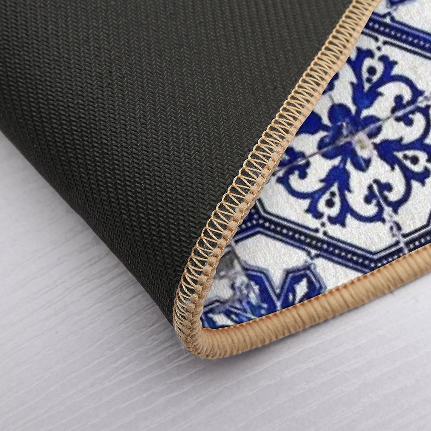 Blue And White Portuguese Tile  Absorbent Bath Mat
