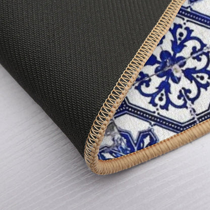 Blue And White Portuguese Tile  Absorbent Bath Mat