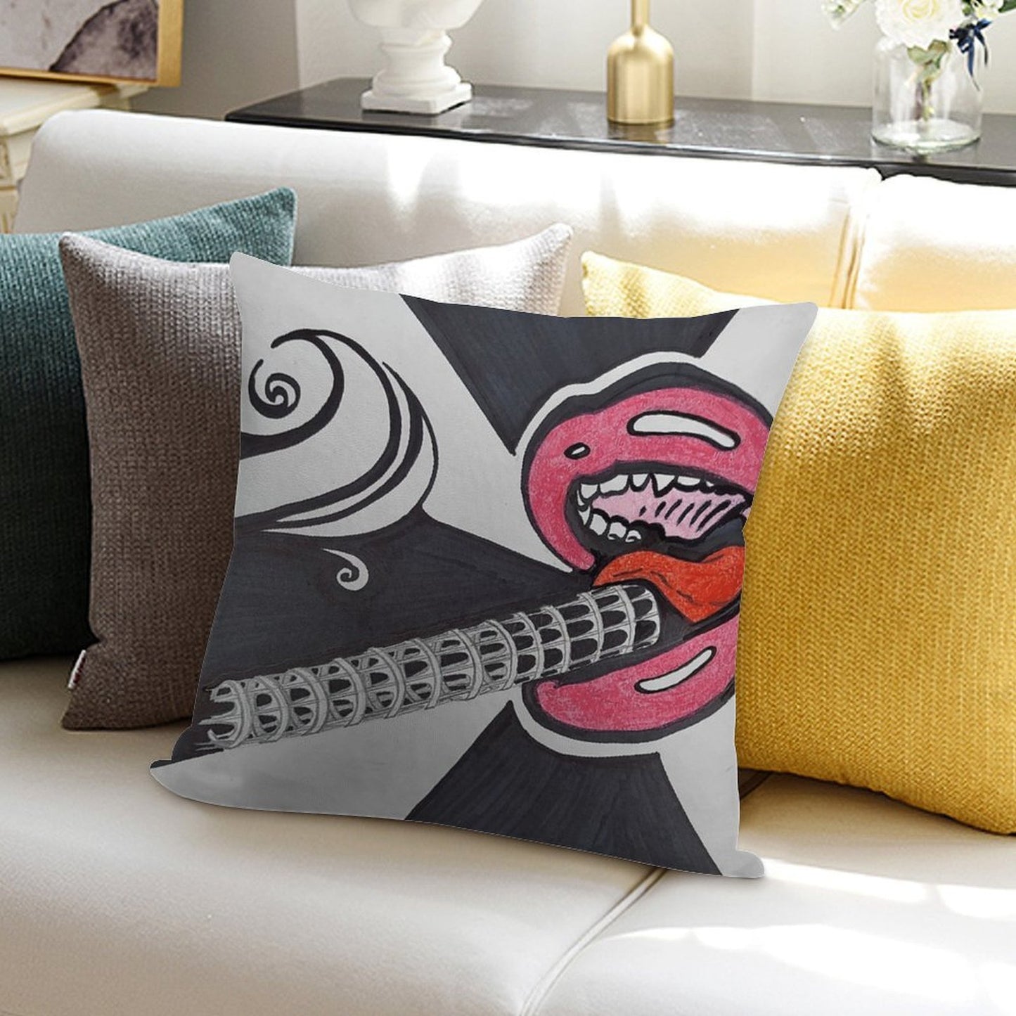 Mouth An Cig Soft Style Accent Throw Pillow