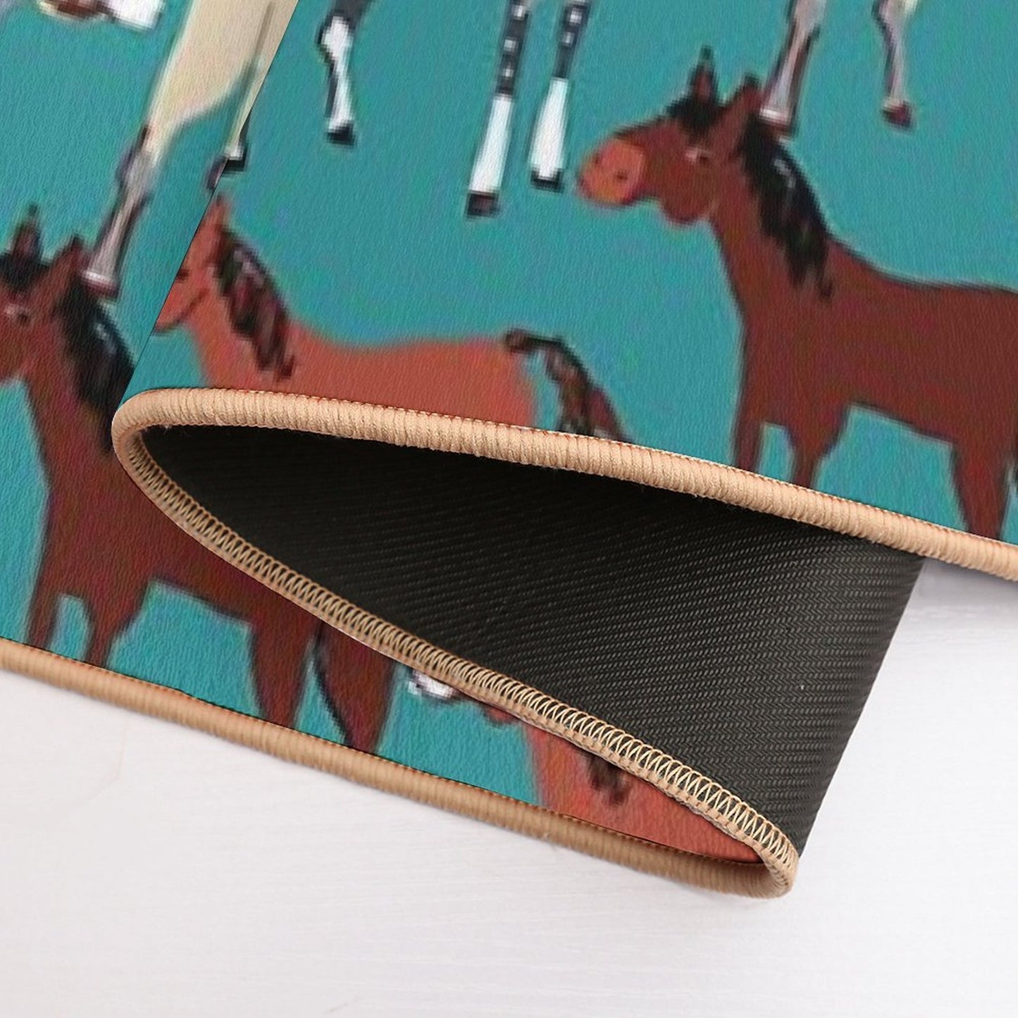 Horse Pattern in Aquamarine Blue  Pet-Safe Bath Mat