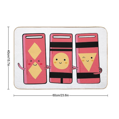 Cute Three Bath Token Illustration  Dirt-Trapping Bath Mat
