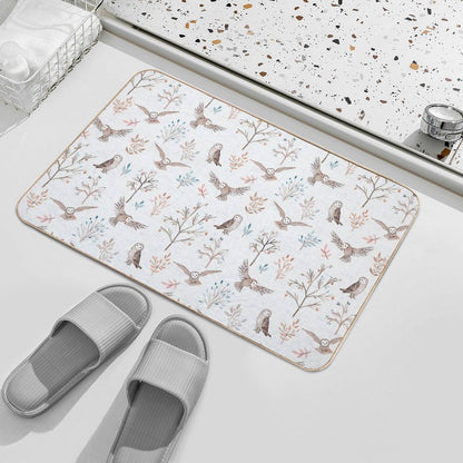 Magic Pastel Forest with Owls  Non-Slip Bath Mat