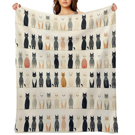 Adorable Cat Artistry Seamless Pattern Travel-friendly Throw Blanket