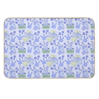 Blueberry Bunny Pattern – Cute Kawaii Animal Illustration  Easy To Clean Bath Mat