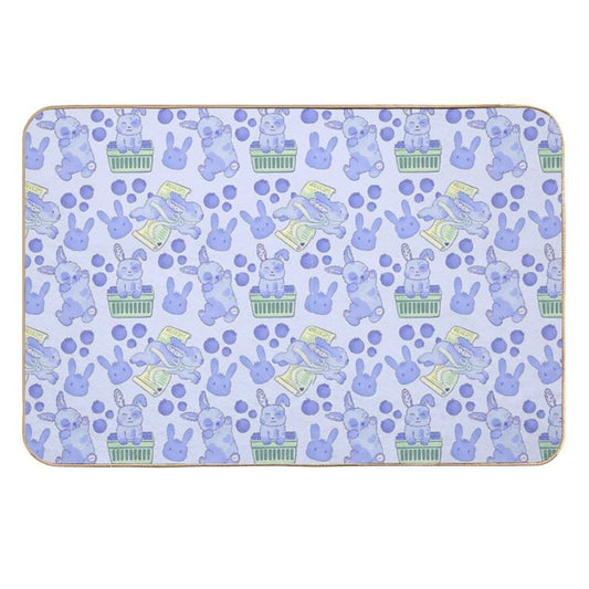 Blueberry Bunny Pattern – Cute Kawaii Animal Illustration  Easy To Clean Bath Mat