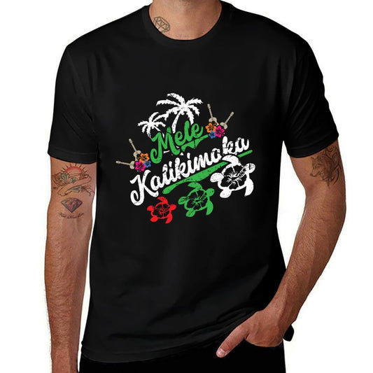 Mele Kalikimaka - Fun Merry Christmas  Rolled Sleeves T-Shirt