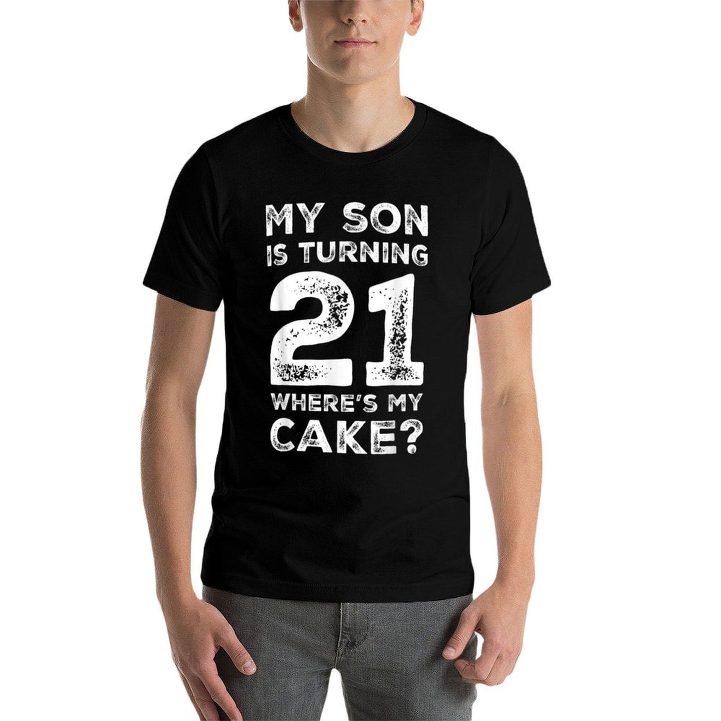 21st Birthday for Dad Mom 21 Year Old Son Gift Family Squad  Rolled Sleeves T-Shirt
