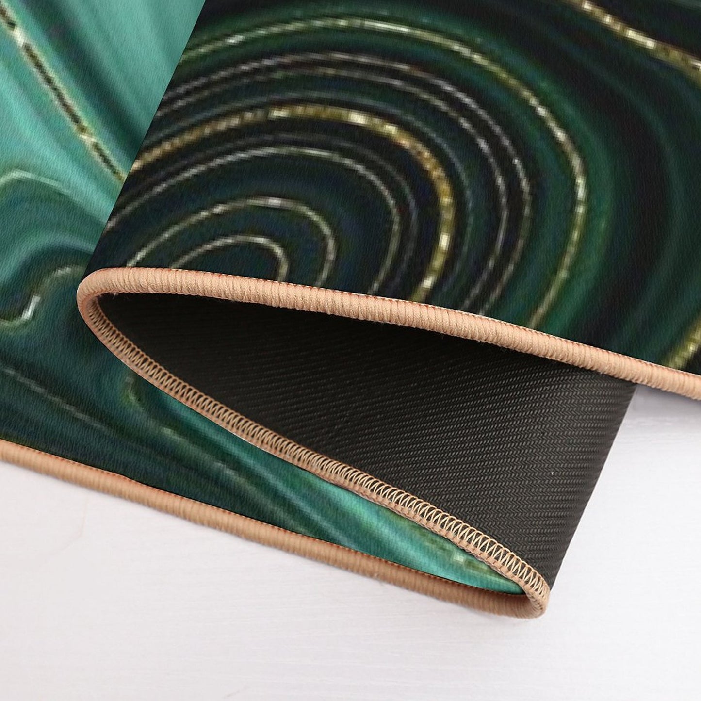 Gold Indigo Malachite Faux Marble II  Easy Maintenance Bath Mat