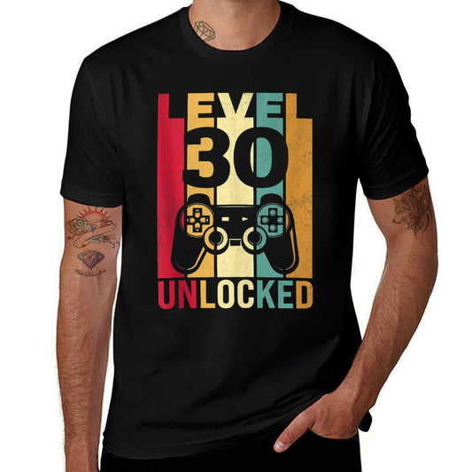 Funny Level 30 Unlocked Him Men BDay Turning 30th Birthday  Versatile T-Shirt