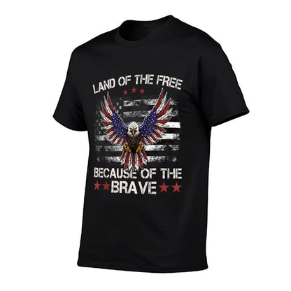 America Eagle  Land of The Free Because of The Brave  High-quality Stitching T-Shirt