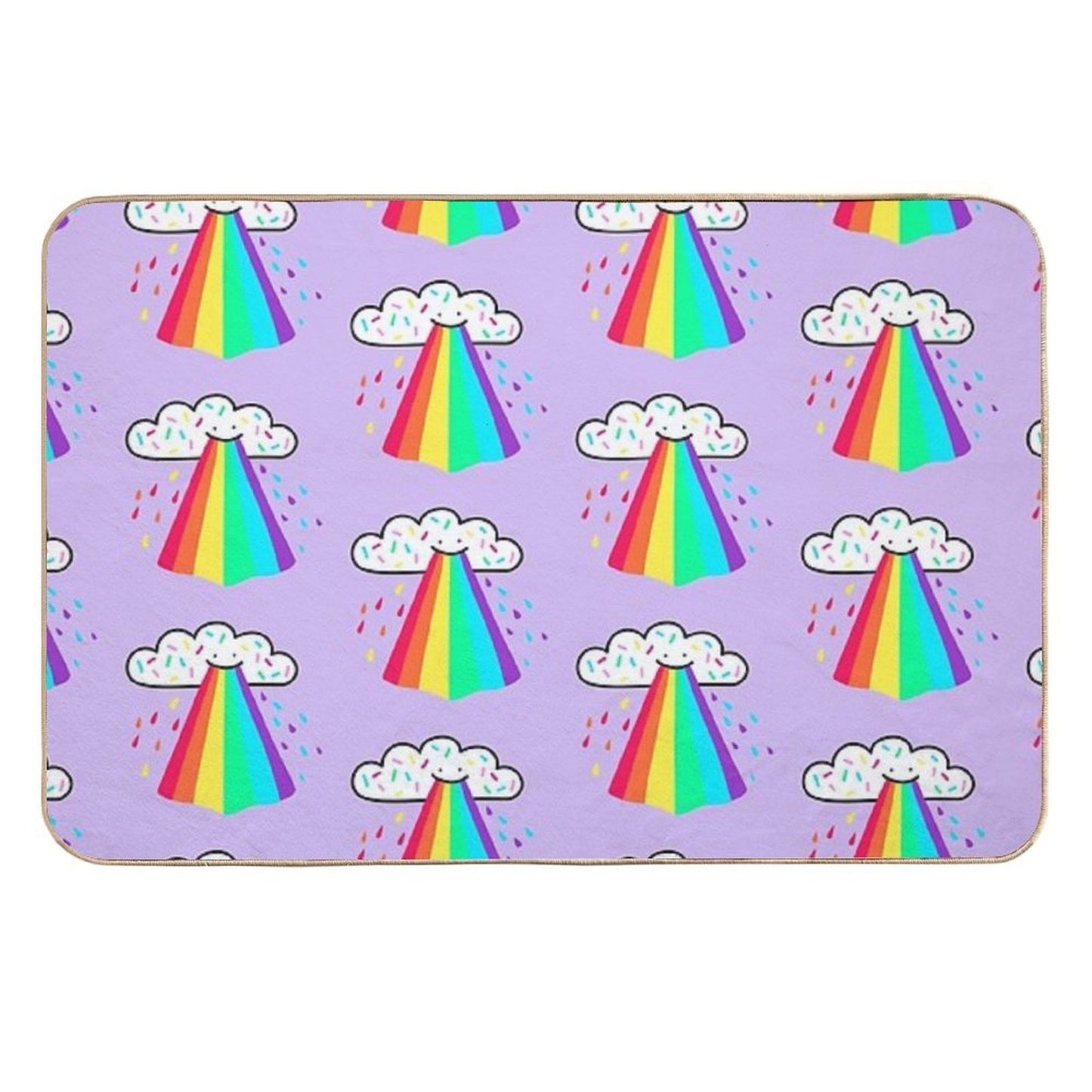 Rainbow Blast Cute Happy Rainbow  Easy Maintenance Bath Mat