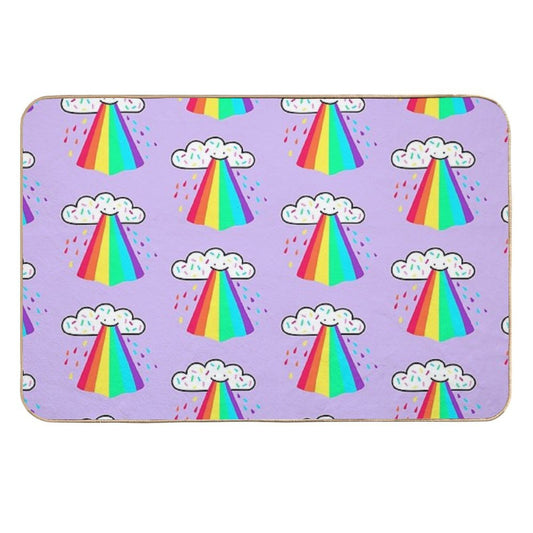 Rainbow Blast Cute Happy Rainbow  Easy Maintenance Bath Mat