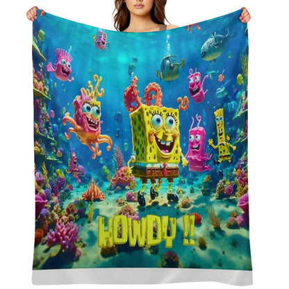 Ai SpongeBob Ocean Scene Sustainable Throw Blanket