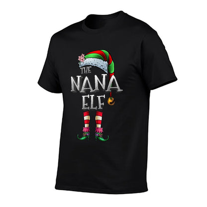 The Nana Elf Matching Family Funny Christmas Grandma  Wrinkle-resistant T-Shirt