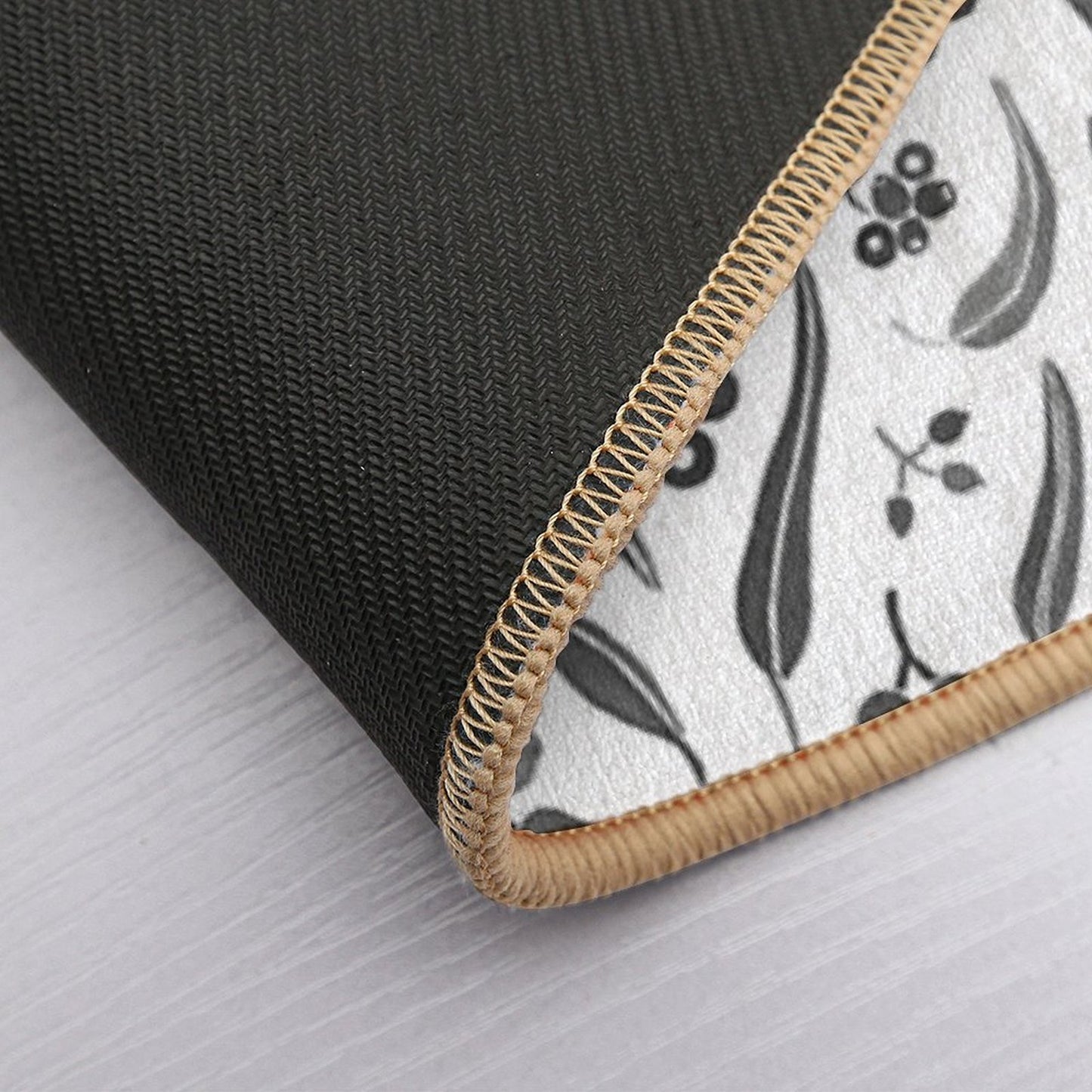 Eucalyptus Leaves Watercolour in Black And White Palette  Toxin-Free Bath Mat