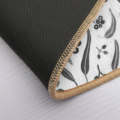 Eucalyptus Leaves Watercolour in Black And White Palette  Toxin-Free Bath Mat