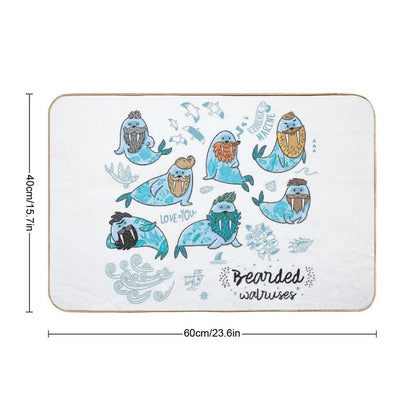 Bearded Walruses  Absorbent Bath Mat