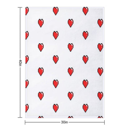 Red Pixel Heart Anti-pilling Throw Blanket