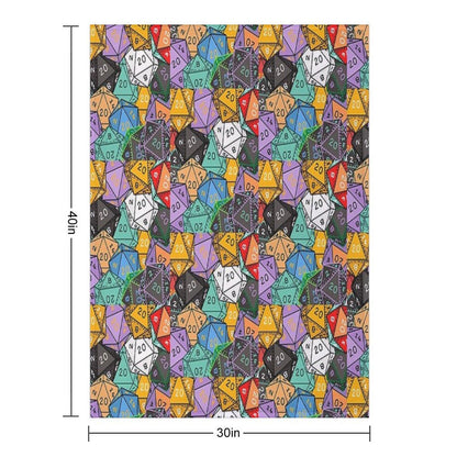 Polyhedral Paradise Vibrant D20 Dice Pattern Multi-functional Throw Blanket