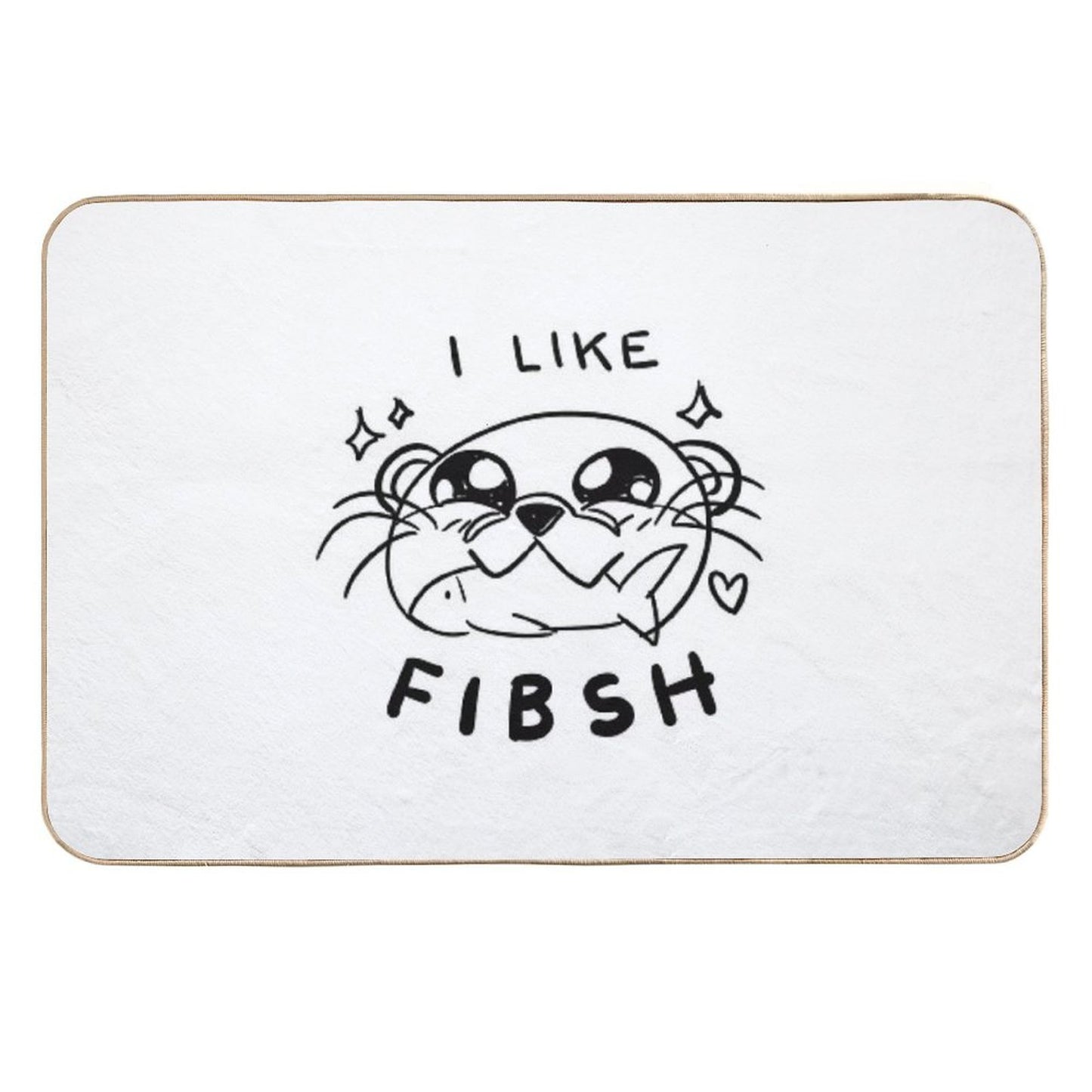 Cute Kawaii Otter Eating Fish  Dirt-Trapping Bath Mat