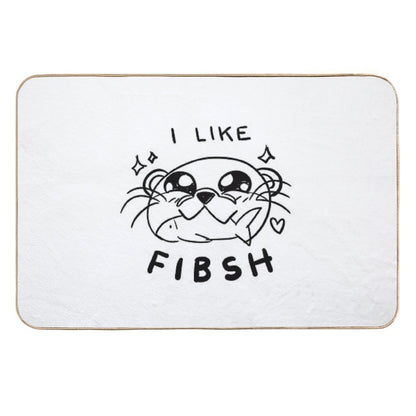 Cute Kawaii Otter Eating Fish  Dirt-Trapping Bath Mat
