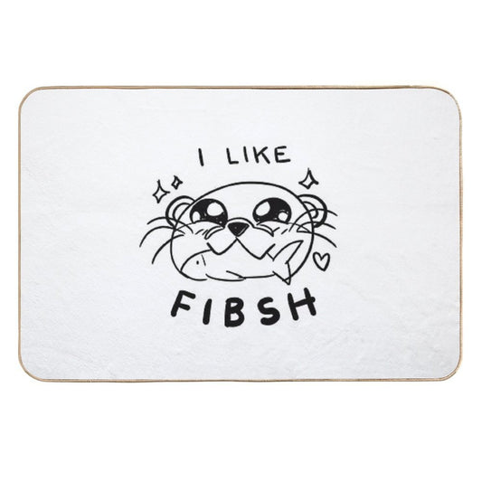 Cute Kawaii Otter Eating Fish  Dirt-Trapping Bath Mat