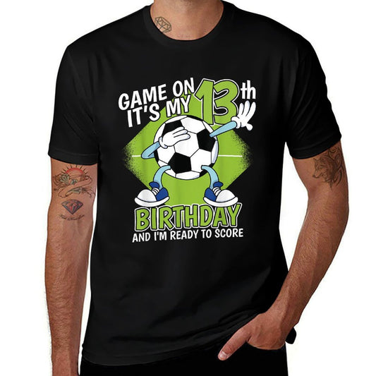 13 Year Old Soccer Player Boy 13th Birthday Soccer Theme  Heathered Texture T-Shirt