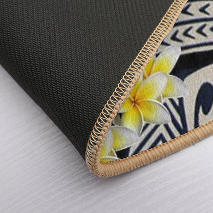 Traditional Hawaiian Tapa And Plumeria  Easy Maintenance Bath Mat