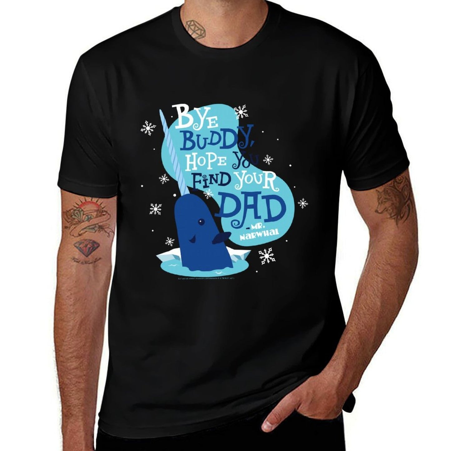 Elf Bye Buddy Narwhal Color Illustration Funny Christmas  Soft T-Shirt
