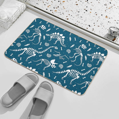 Dinosaur Fossils in Blue  Stain-Proof Bath Mat