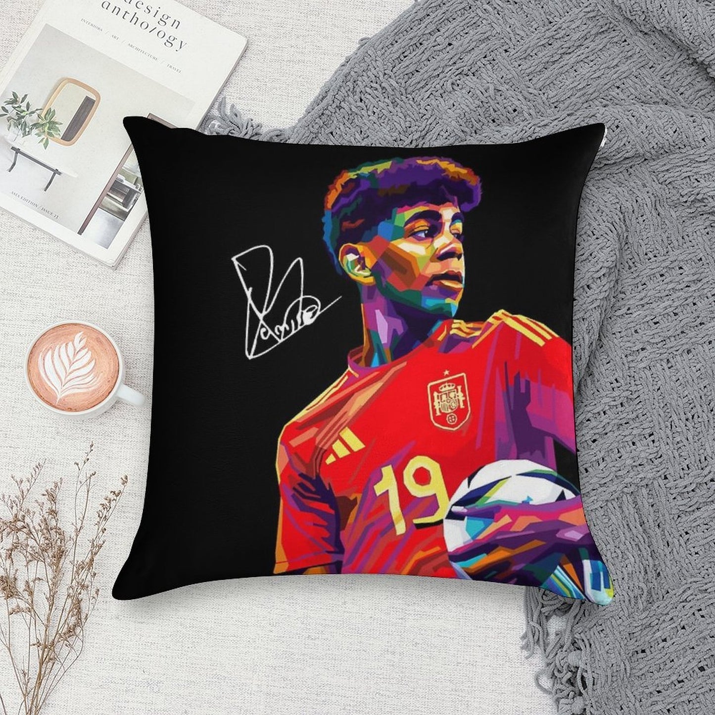 Lamine Yamal Wpap Art Soft Durable Construction Throw Pillow