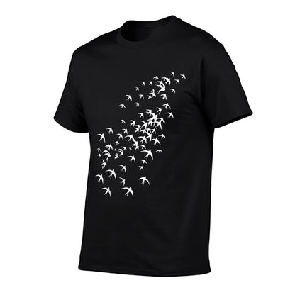 Flock of Flying Birds - Swarm of Swallows for Nature Lovers  Trendy Pattern T-Shirt