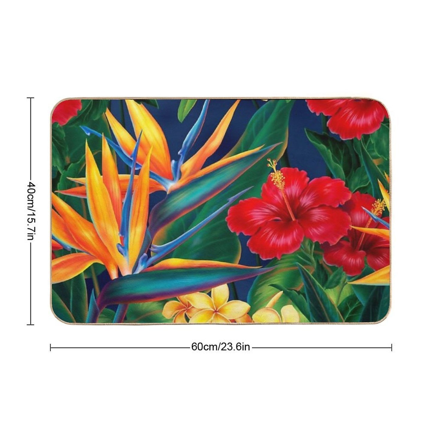 Tropical Paradise Hawaiian Birds of Paradise Illustration  Eco-Friendly Bath Mat