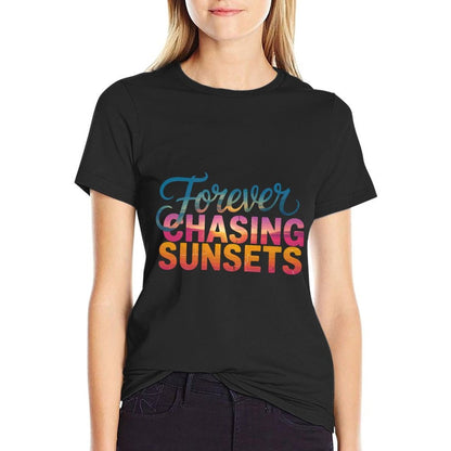 Forever Chasing Sunsets Inspirational Quote  Oversized Silhouette T-Shirt