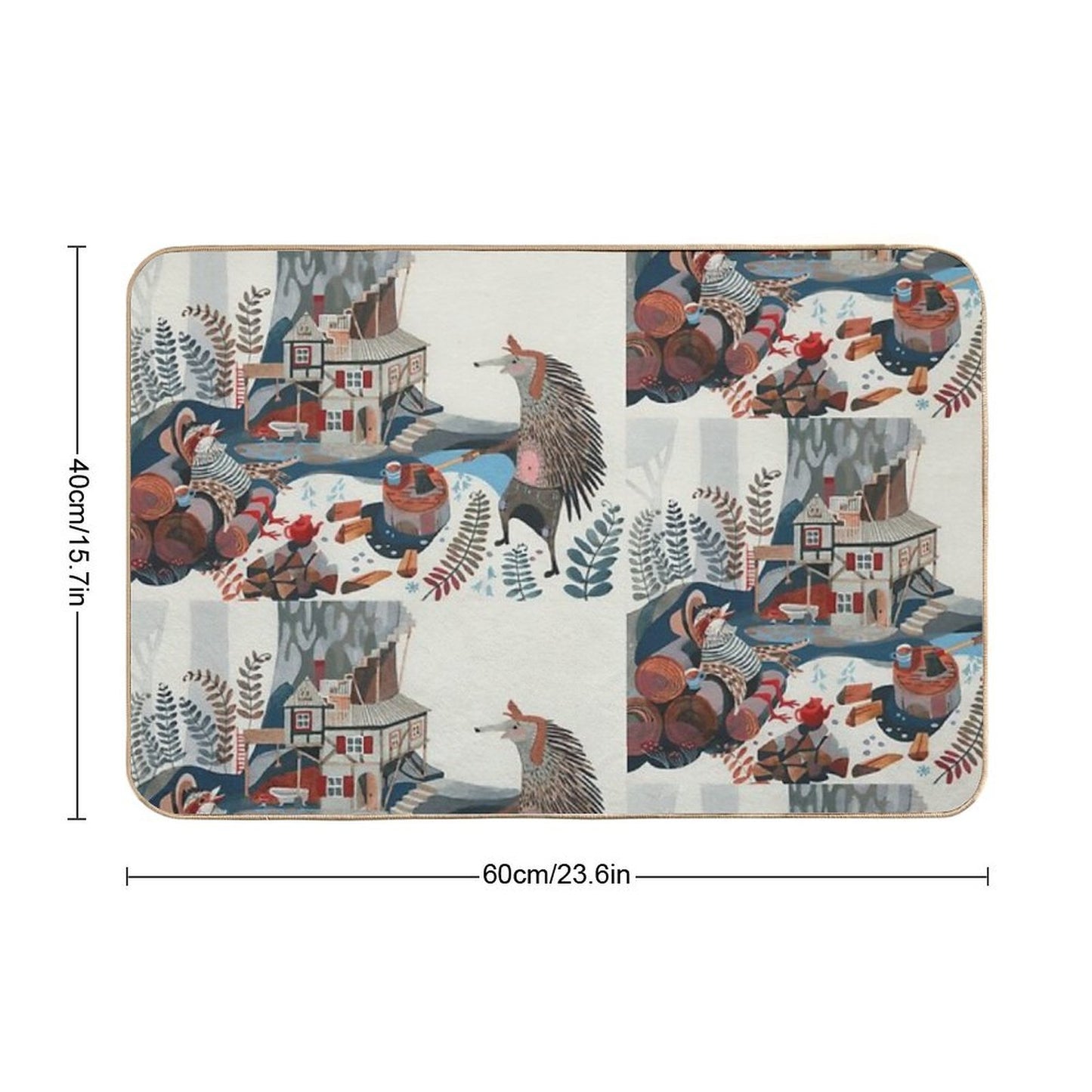 Wood Chopping Friends  Dirt-Trapping Bath Mat
