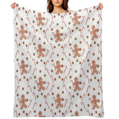 Gingerbread Man with Christmas Candy All-season Throw Blanket