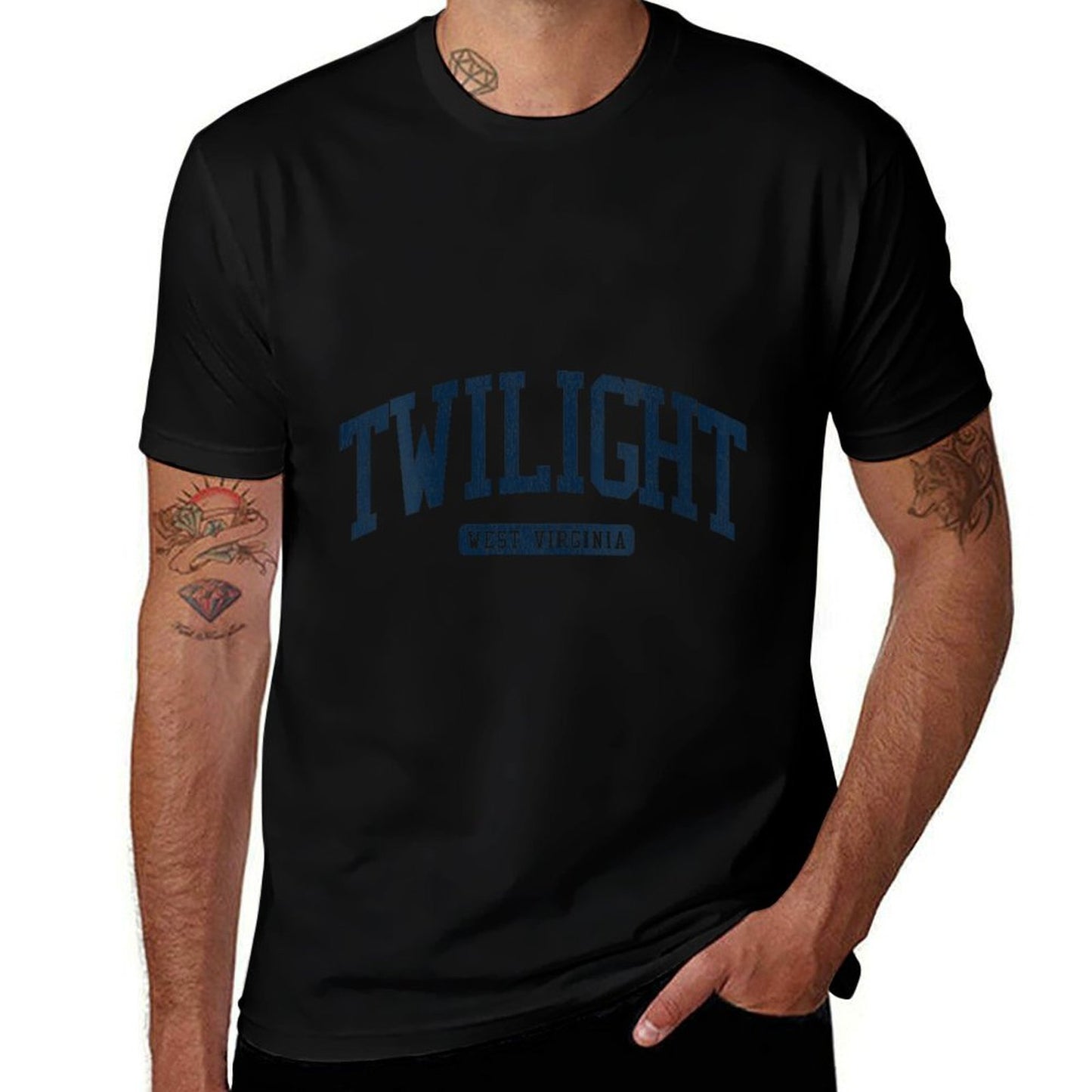 Womens Twilight West Virginia WV College University Style Blue  High-quality Stitching T-Shirt