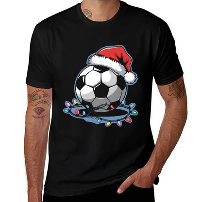 Santa Sports Christmas Soccer Player Men Boysns  Heathered Texture T-Shirt