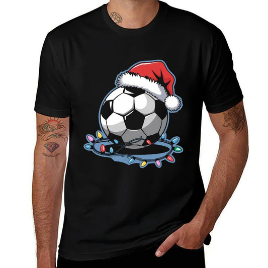 Santa Sports Christmas Soccer Player Men Boysns  Heathered Texture T-Shirt