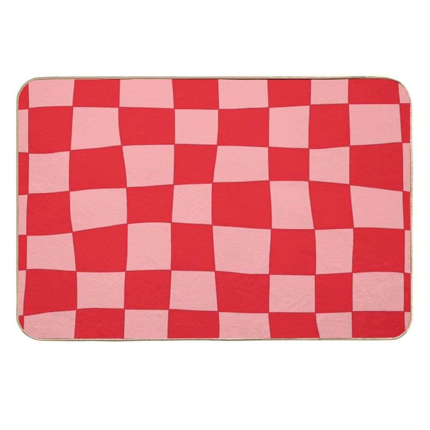 Hand Drawn Checkerboard Pattern (redpink)  Pet-Safe Bath Mat
