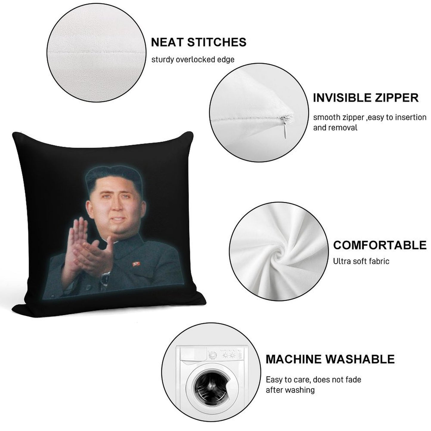 Nicolas Cage Supreme Leader - Nicholas Cage - Nick Cage - Nic Cage Soft Easy Maintenance Throw Pillow