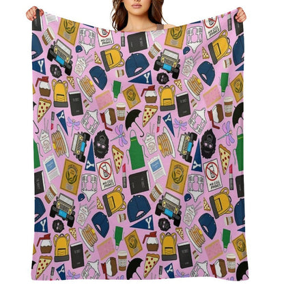 Ultimate Fan Pattern Icons All Over Print Pink Pack Sustainable Throw Blanket
