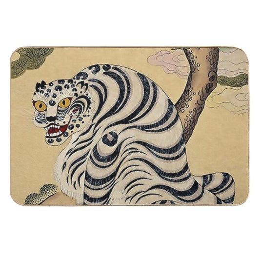 Korean Striped Tiger Minhwa  Repositionable Bath Mat