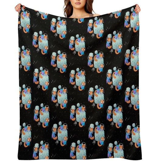 Red Space Pandas Gift-ready Throw Blanket