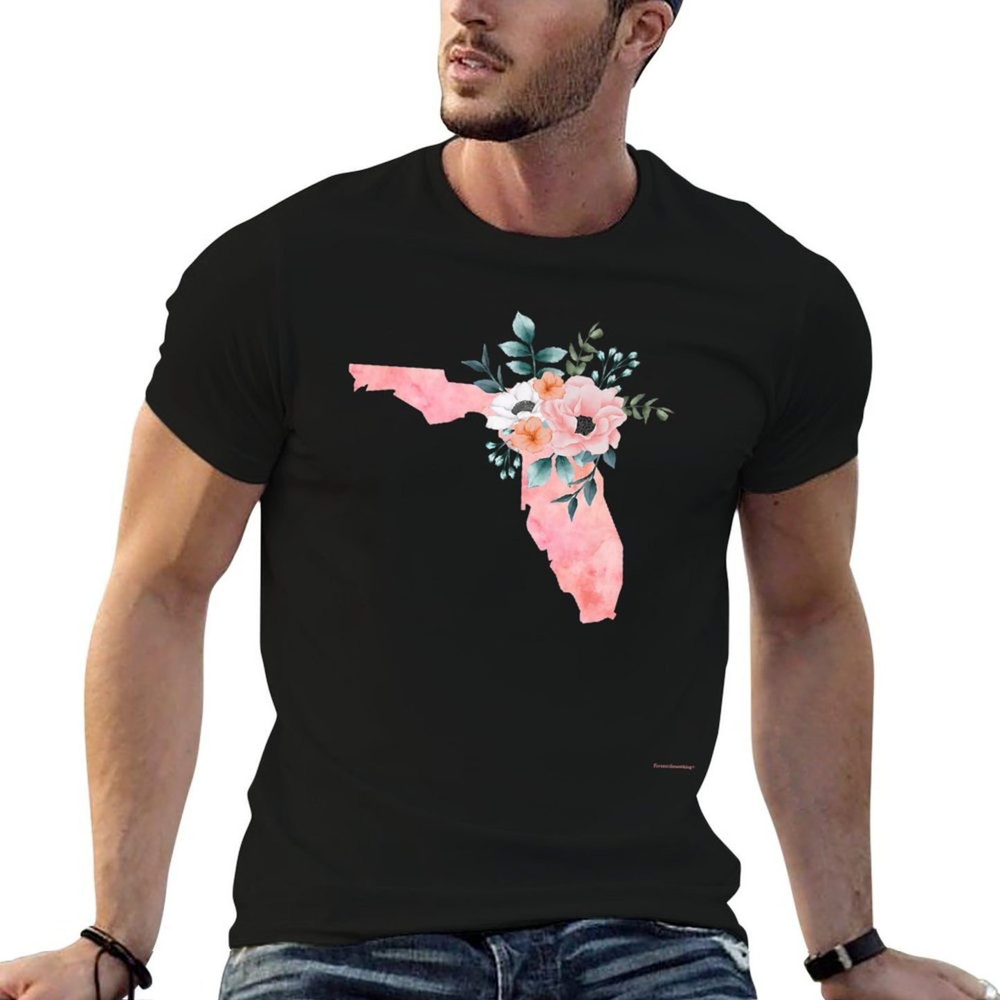 Forida Lover State - Nice Watercolor Flowers Style Premium  Versatile T-Shirt