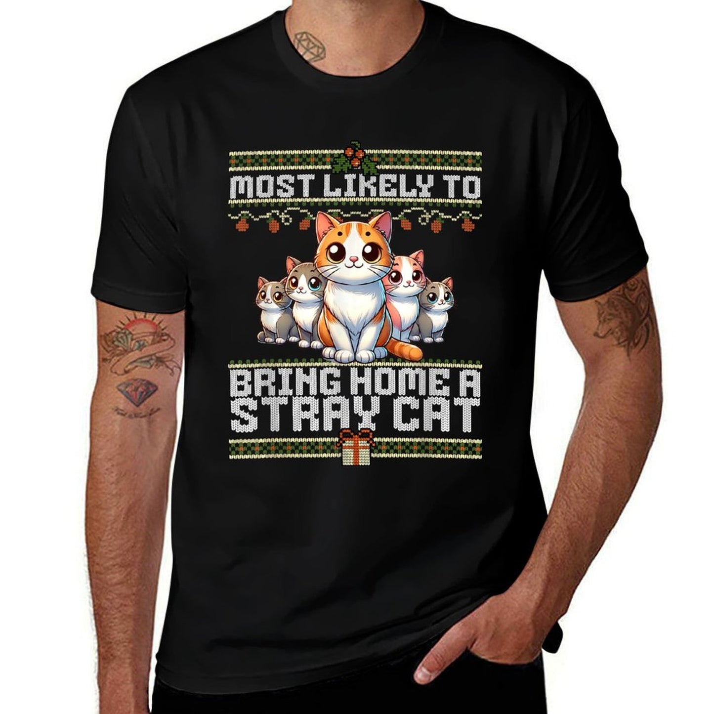 Most Likely To Bring Home A Stray Cat Family Matching Xmas  Quick-drying T-Shirt