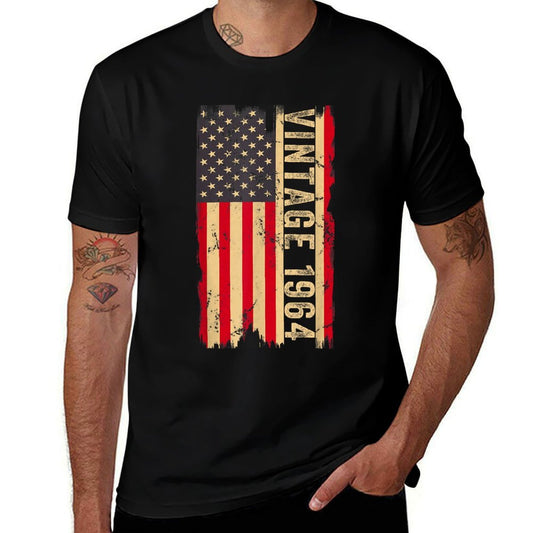 Vintage 1964 60th Birthday Gifts 60 Years Old American  Summer-ready Fabric T-Shirt