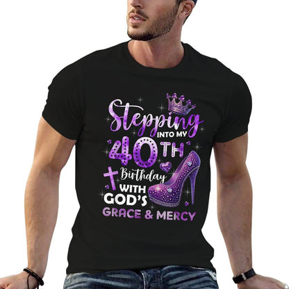 Stepping Into My 40th Birthday With God's Grace & Mercy  Eco-friendly Material T-Shirt